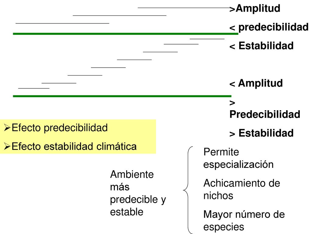 >Amplitud < predecibilidad. < Estabilidad. < Amplitud. > Predecibilidad. > Estabilidad. Efecto predecibilidad.