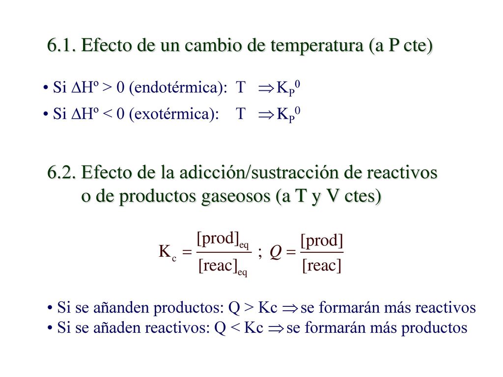 6.1. Efecto de un cambio de temperatura (a P cte)