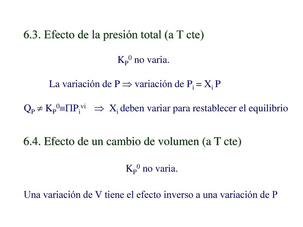 Una variación de V tiene el efecto inverso a una variación de P