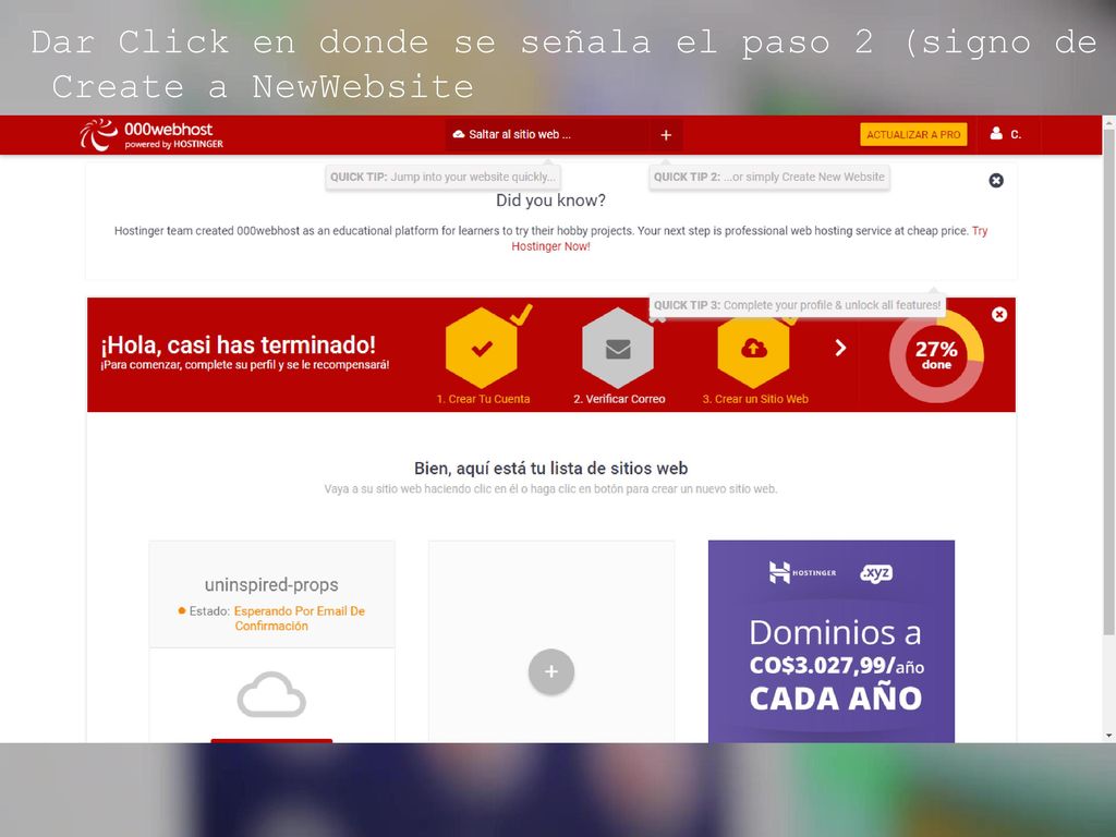 Dar Click en donde se señala el paso 2 (signo de más parte superior)