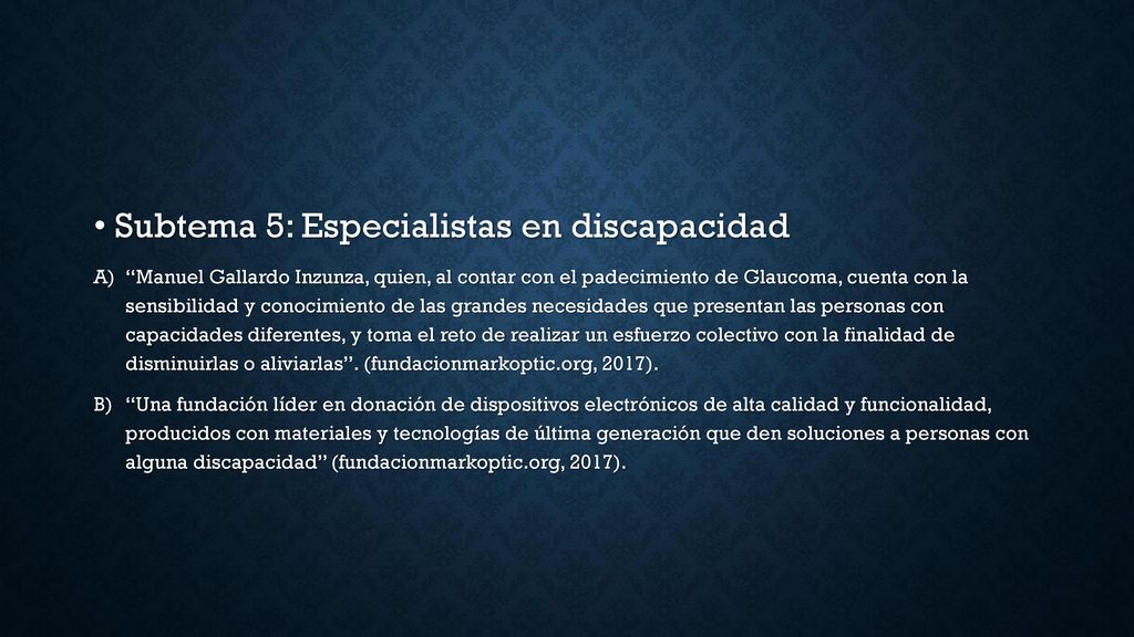 Subtema 5: Especialistas en discapacidad