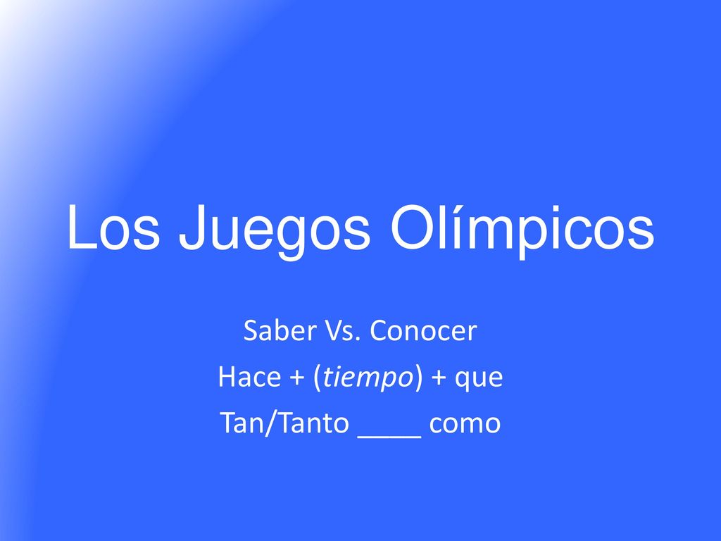 Saber Vs. Conocer Hace + (tiempo) + que Tan/Tanto ____ como