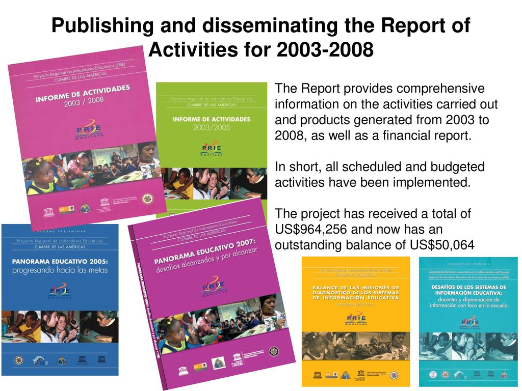 Publishing and disseminating the Report of Activities for