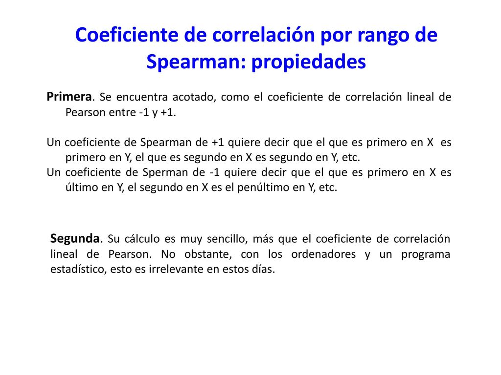Coeficiente de correlación por rango de Spearman: propiedades