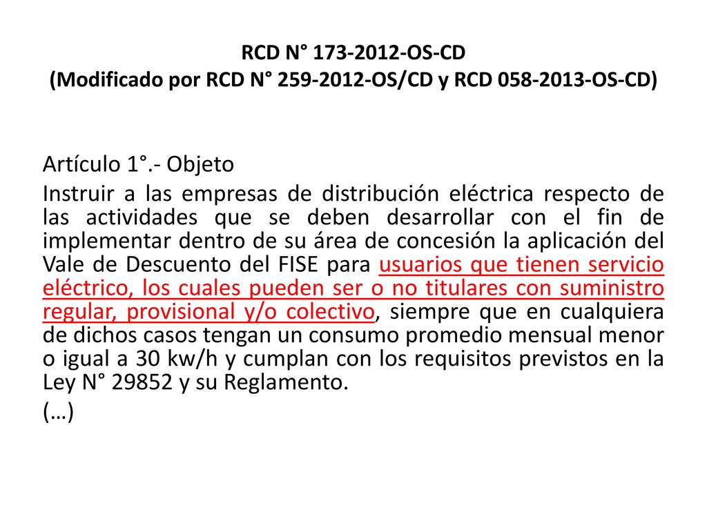 RCD N° OS-CD (Modificado por RCD N° OS/CD y RCD OS-CD)