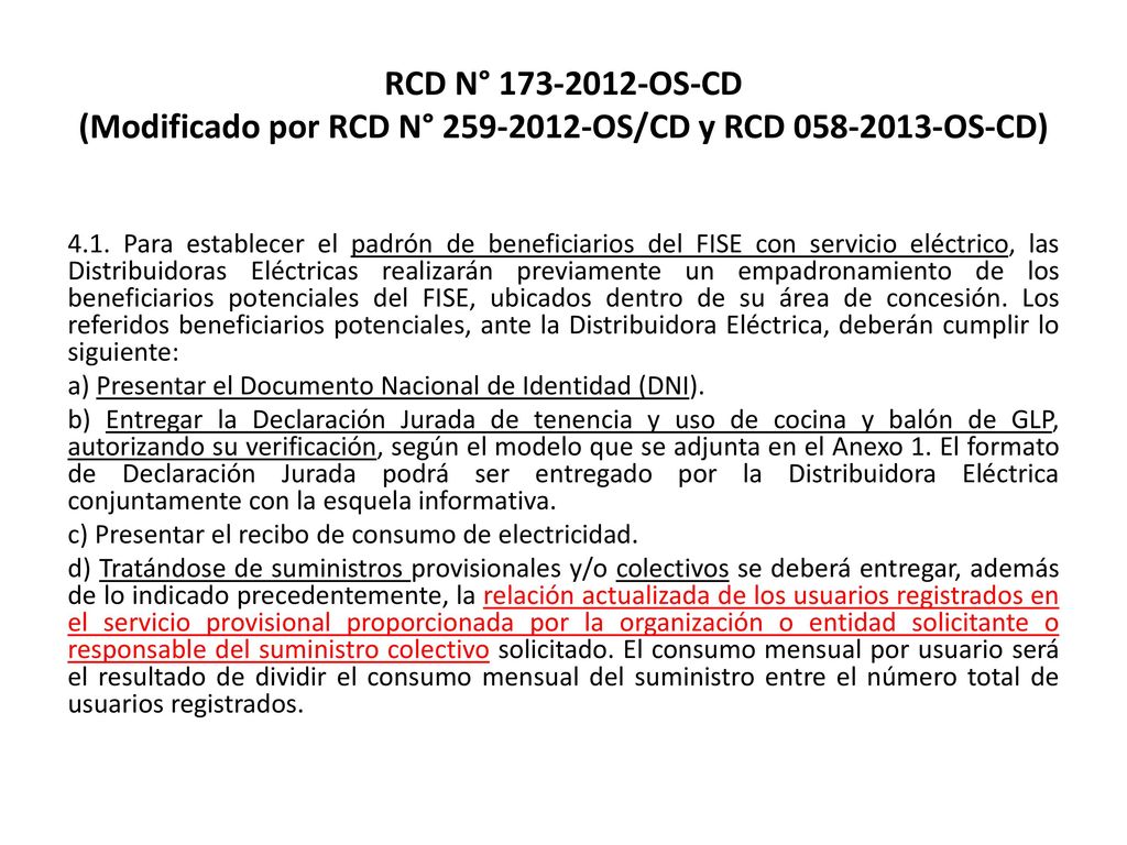 RCD N° OS-CD (Modificado por RCD N° OS/CD y RCD OS-CD)