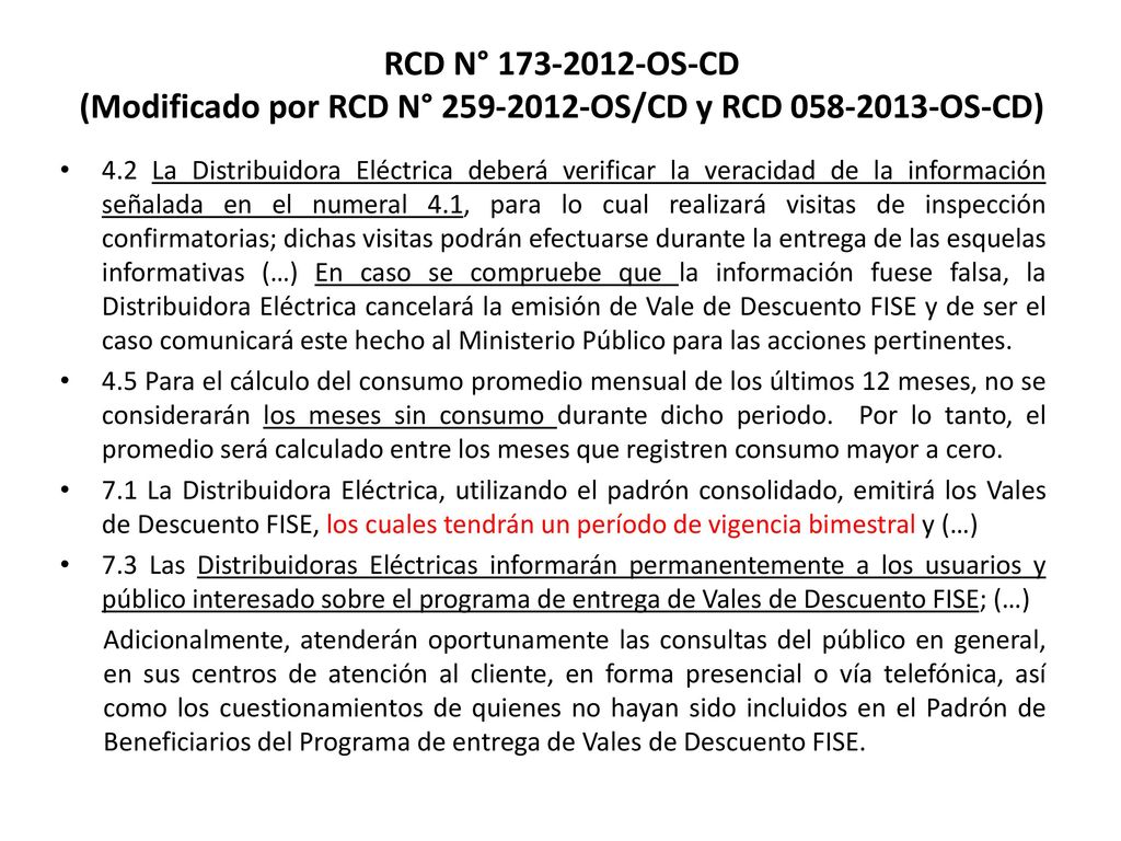 RCD N° OS-CD (Modificado por RCD N° OS/CD y RCD OS-CD)