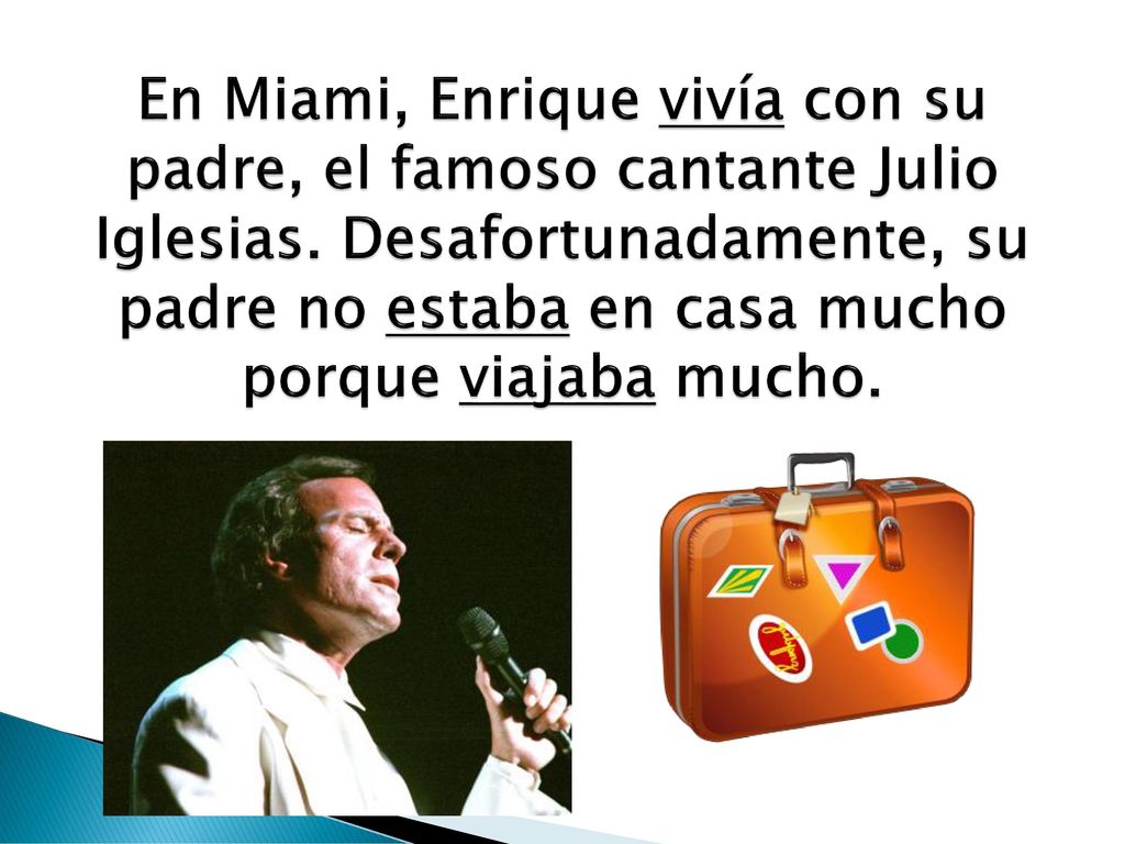 En Miami, Enrique vivía con su padre, el famoso cantante Julio Iglesias.