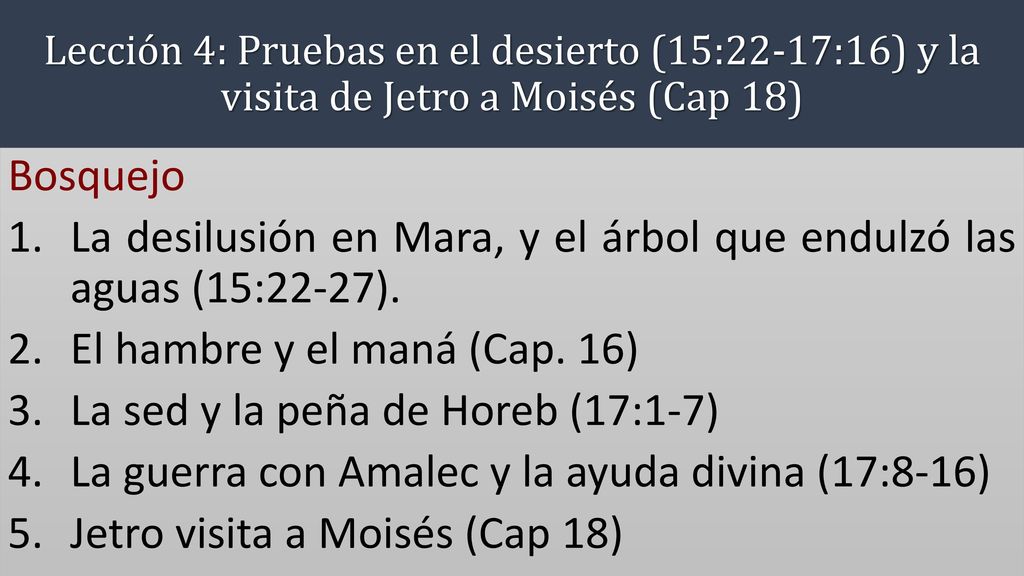 La desilusión en Mara, y el árbol que endulzó las aguas (15:22-27).