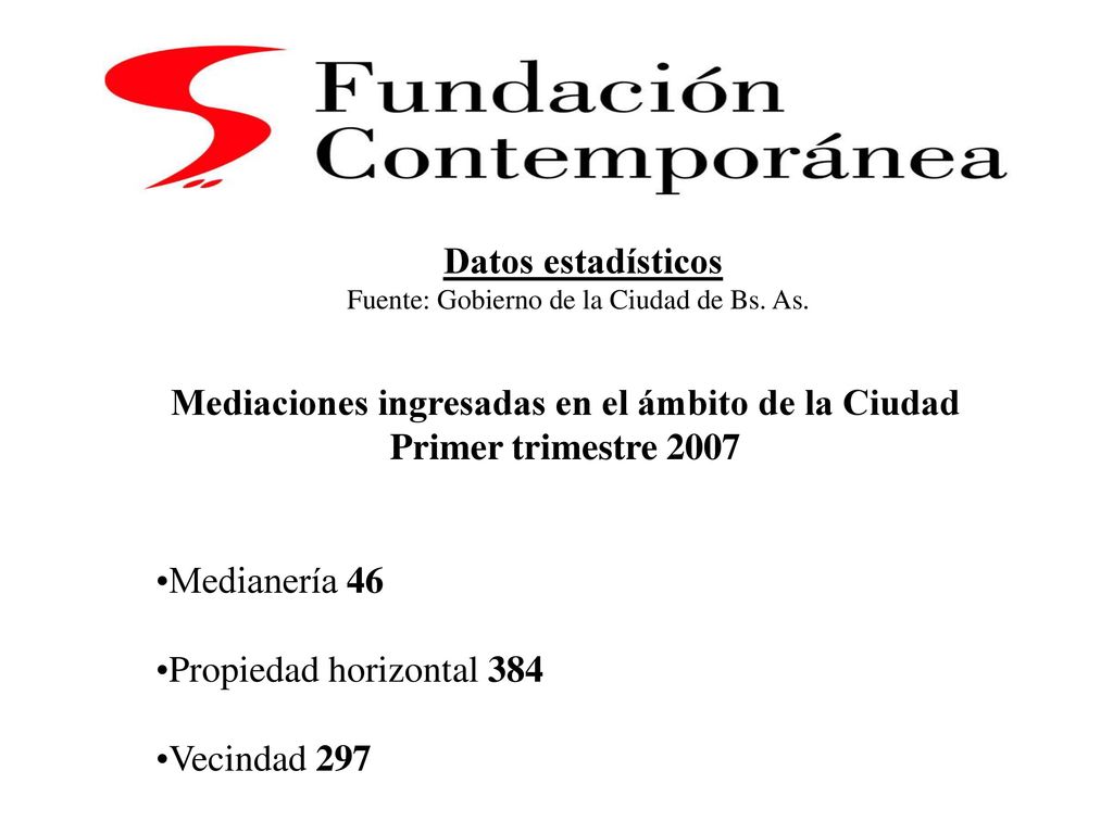 Mediaciones ingresadas en el ámbito de la Ciudad Primer trimestre 2007
