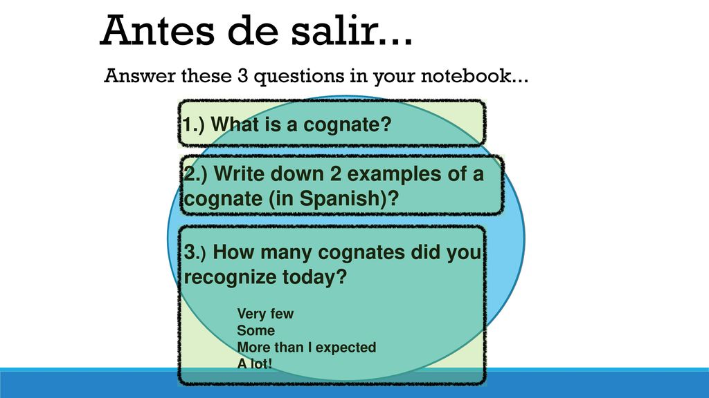 Antes de salir... Answer these 3 questions in your notebook...