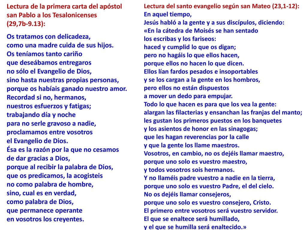 Lectura de la primera carta del apóstol san Pablo a los Tesalonicenses