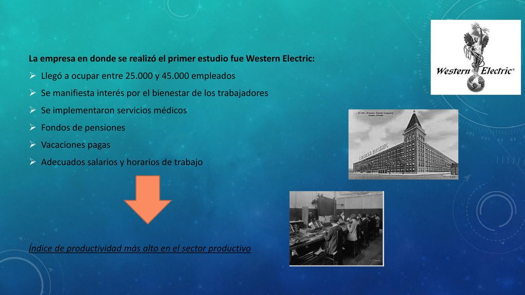 La empresa en donde se realizó el primer estudio fue Western Electric: