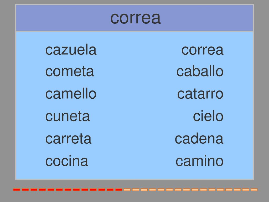 correa cazuela correa cometa caballo camello catarro cuneta cielo