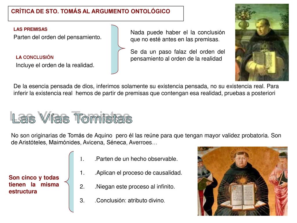 Las Vías Tomistas CRÍTICA DE STO. TOMÁS AL ARGUMENTO ONTOLÓGICO