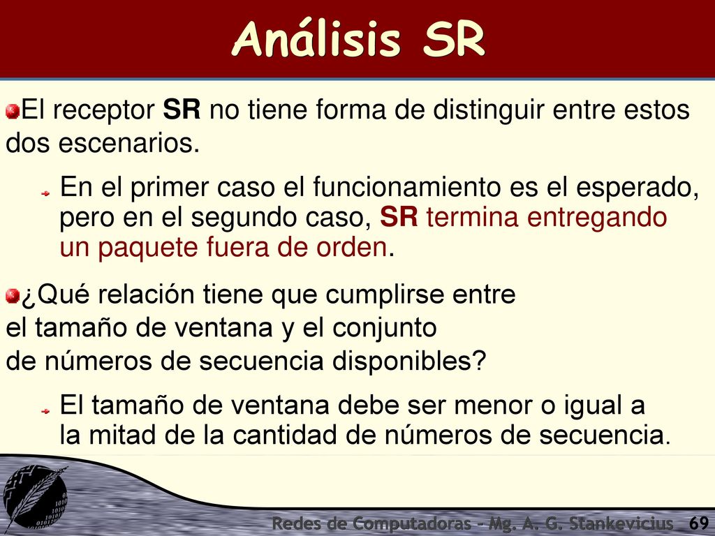 Análisis SR El receptor SR no tiene forma de distinguir entre estos dos escenarios.