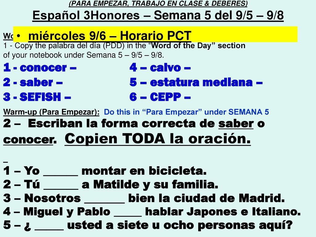 miércoles 9/6 – Horario PCT 1 - conocer – 4 – calvo –