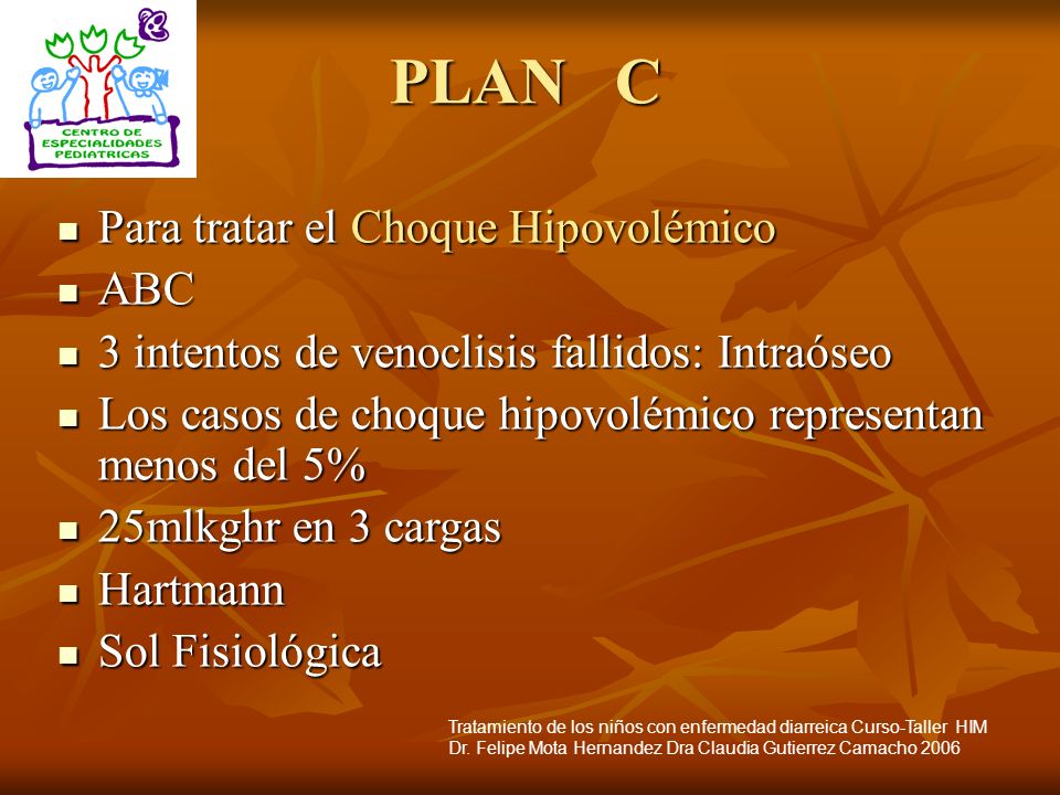 PLAN C Para tratar el Choque Hipovolémico ABC