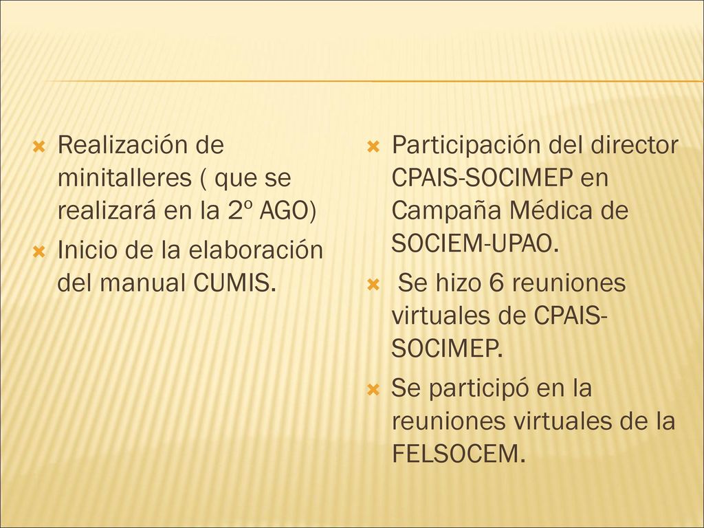 Realización de minitalleres ( que se realizará en la 2º AGO)