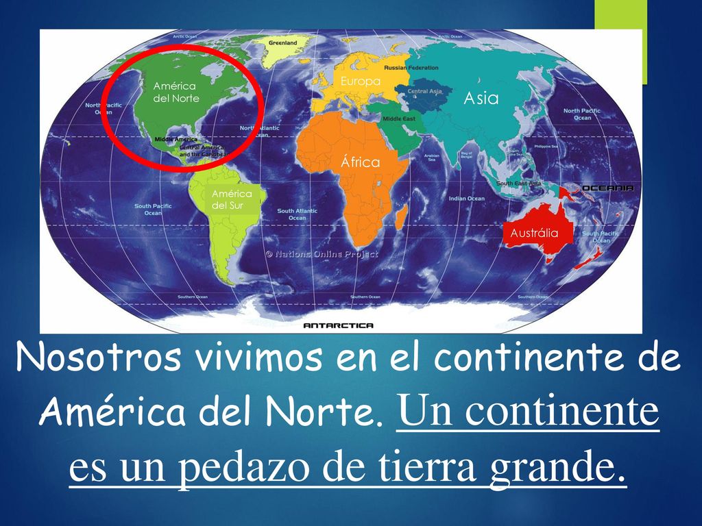 América del Norte América del Sur. África. Europa. Austrália. Asia.