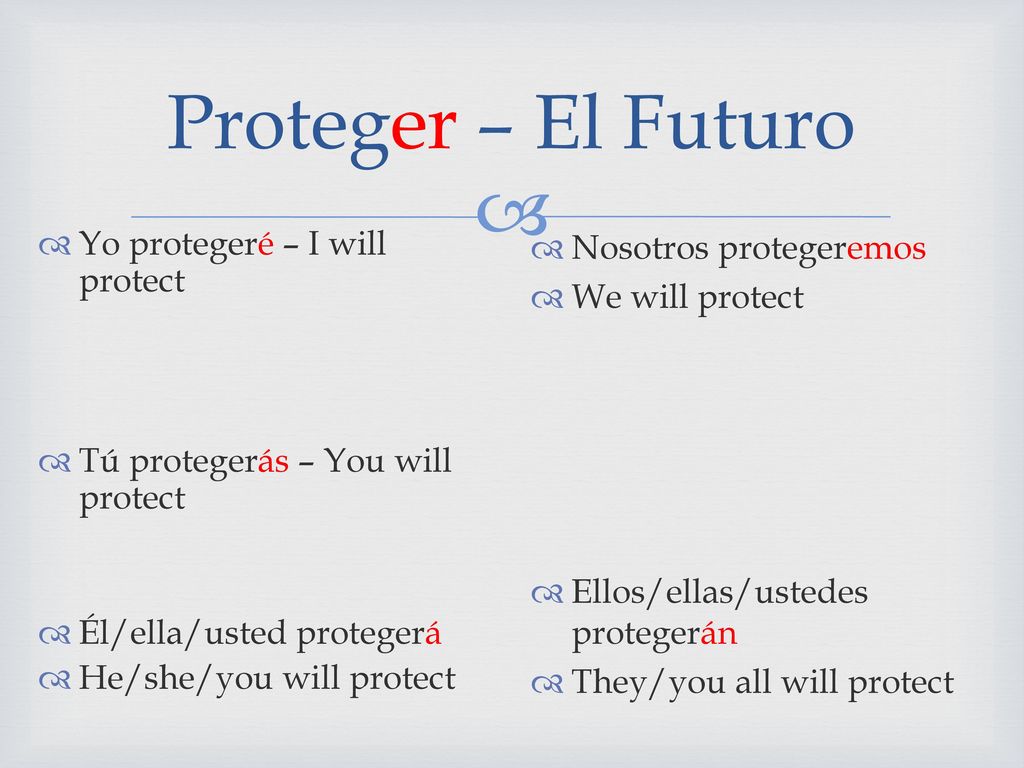 Proteger – El Futuro Yo protegeré – I will protect