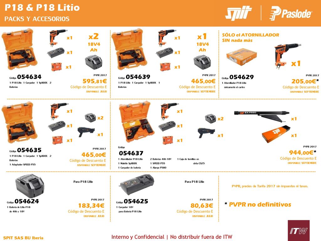 P18 & P18 Litio PACKS Y ACCESORIOS x1 x2 x1 595,81€ 465,00€ 205,00€*