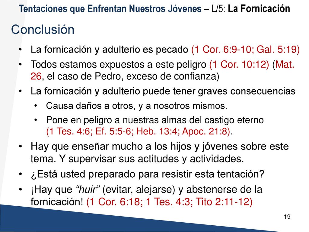 Tentaciones que Enfrentan Nuestros Jóvenes – L/5: La Fornicación