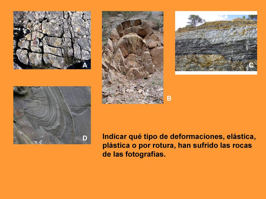 Indicar qué tipo de deformaciones, elástica,