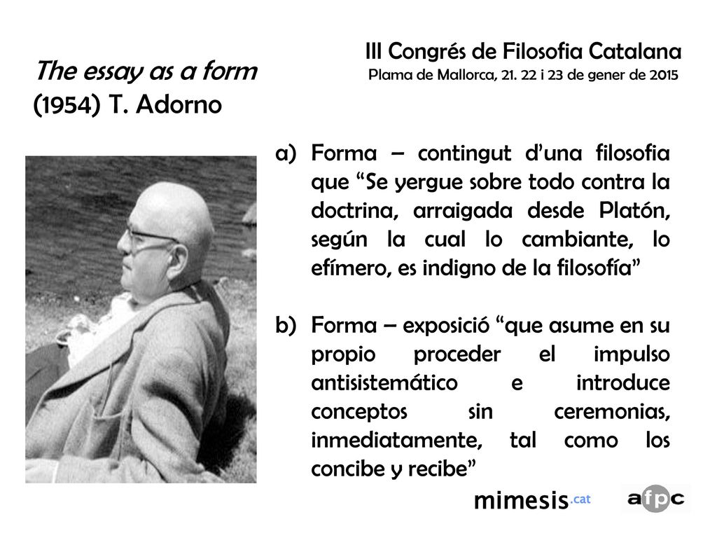 The essay as a form (1954) T. Adorno