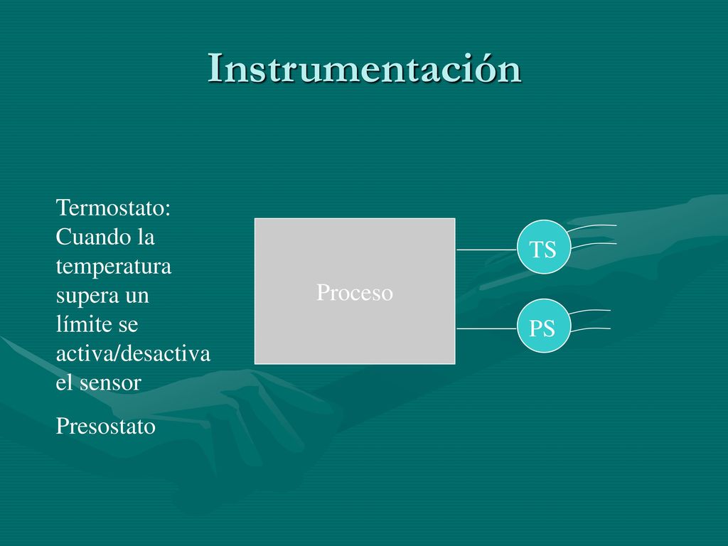 Instrumentación Termostato: Cuando la temperatura supera un límite se activa/desactiva el sensor. Presostato.