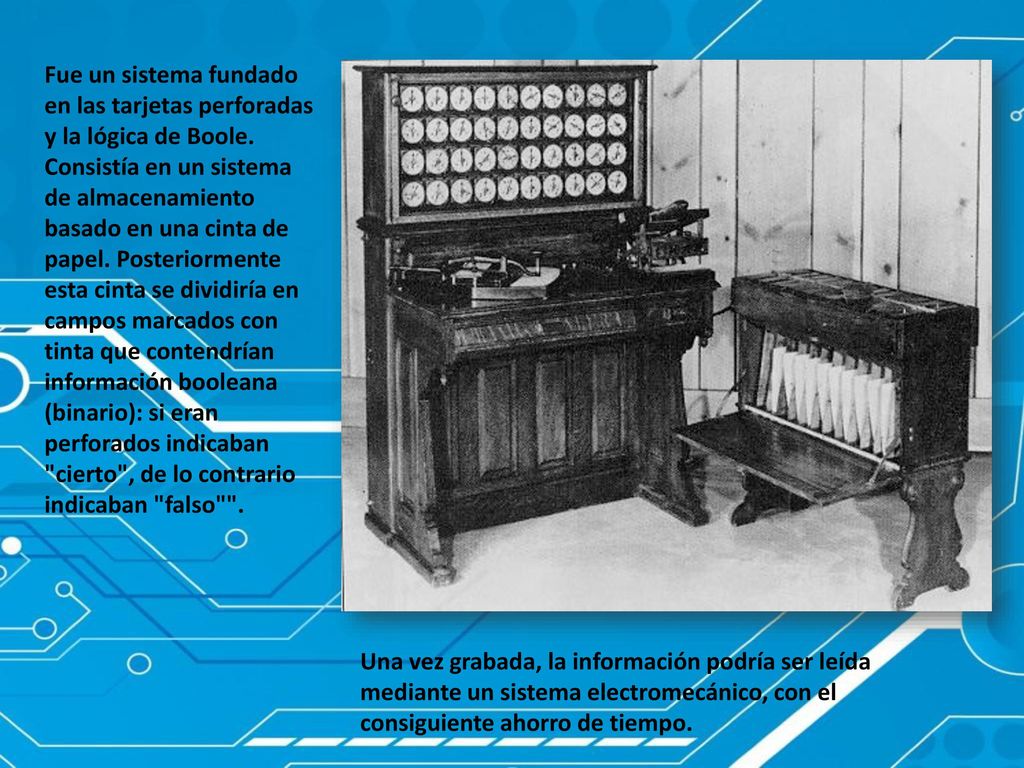 Fue un sistema fundado en las tarjetas perforadas y la lógica de Boole