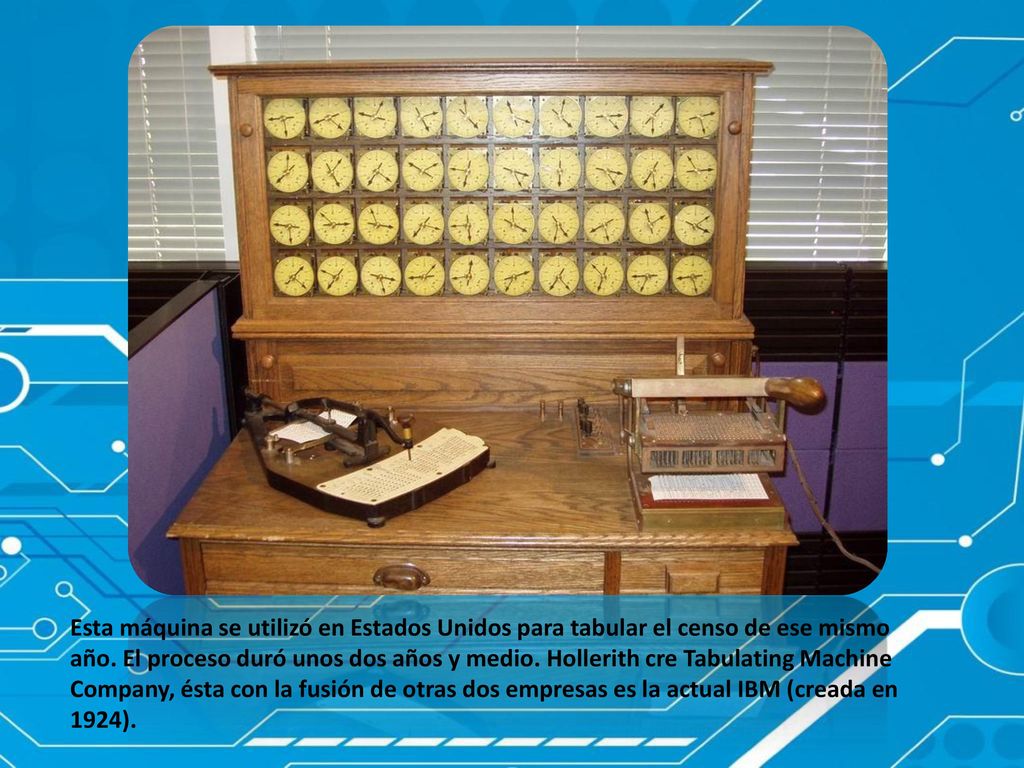 Esta máquina se utilizó en Estados Unidos para tabular el censo de ese mismo año.