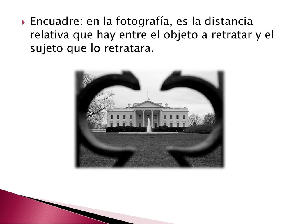 Encuadre: en la fotografía, es la distancia relativa que hay entre el objeto a retratar y el sujeto que lo retratara.