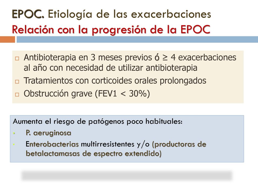 EPOC. Etiología de las exacerbaciones Relación con la progresión de la EPOC