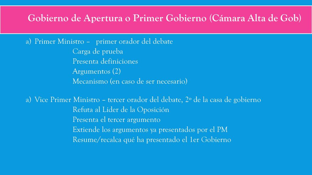 Gobierno de Apertura o Primer Gobierno (Cámara Alta de Gob)