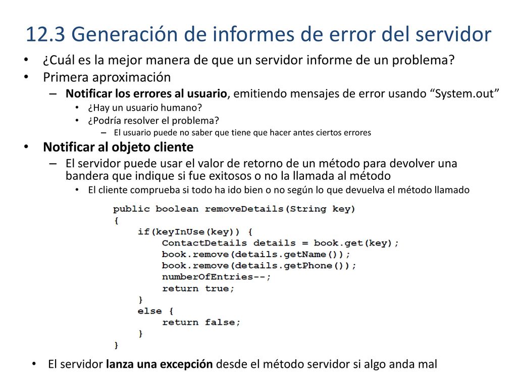 12.3 Generación de informes de error del servidor