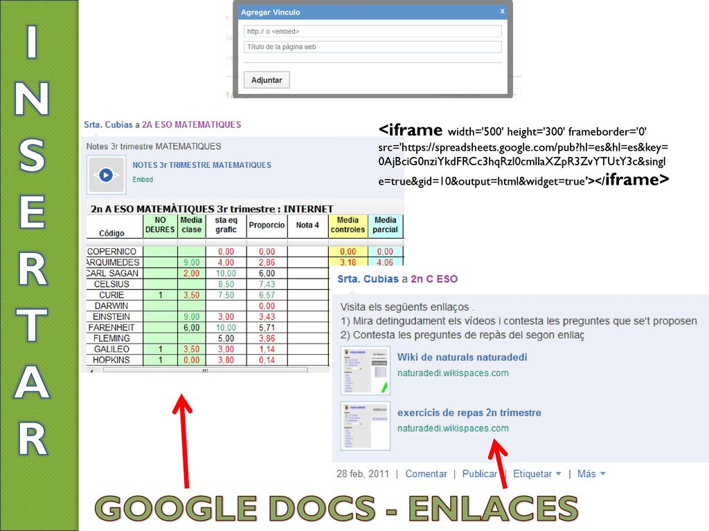 I NS E R T AR GOOGLE DOCS - ENLACES