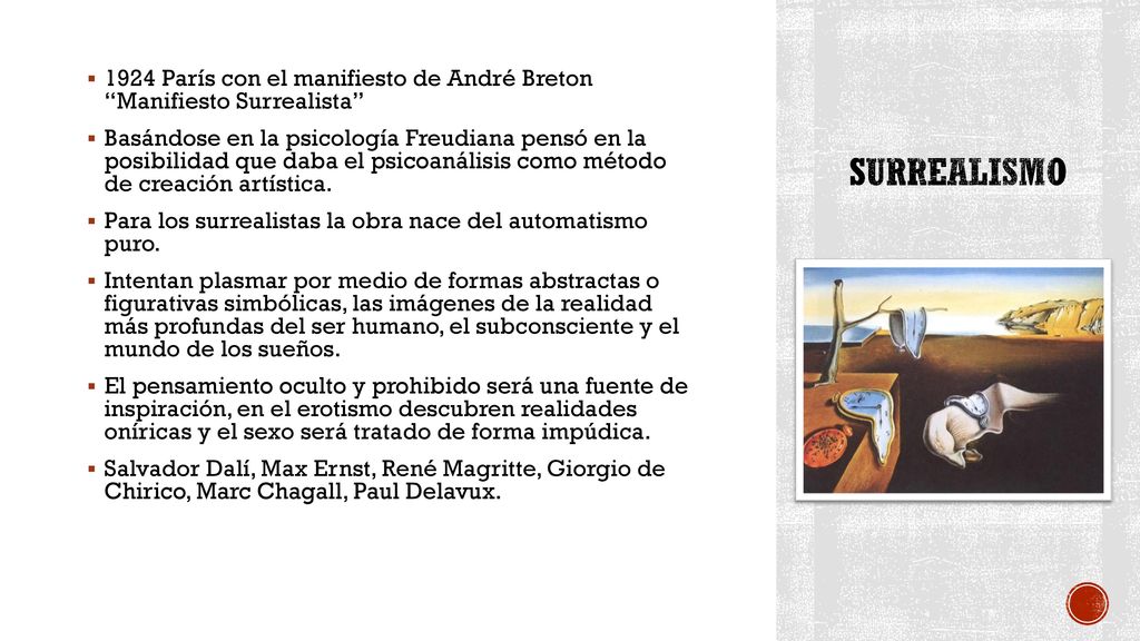 Surrealismo 1924 París con el manifiesto de André Breton Manifiesto Surrealista