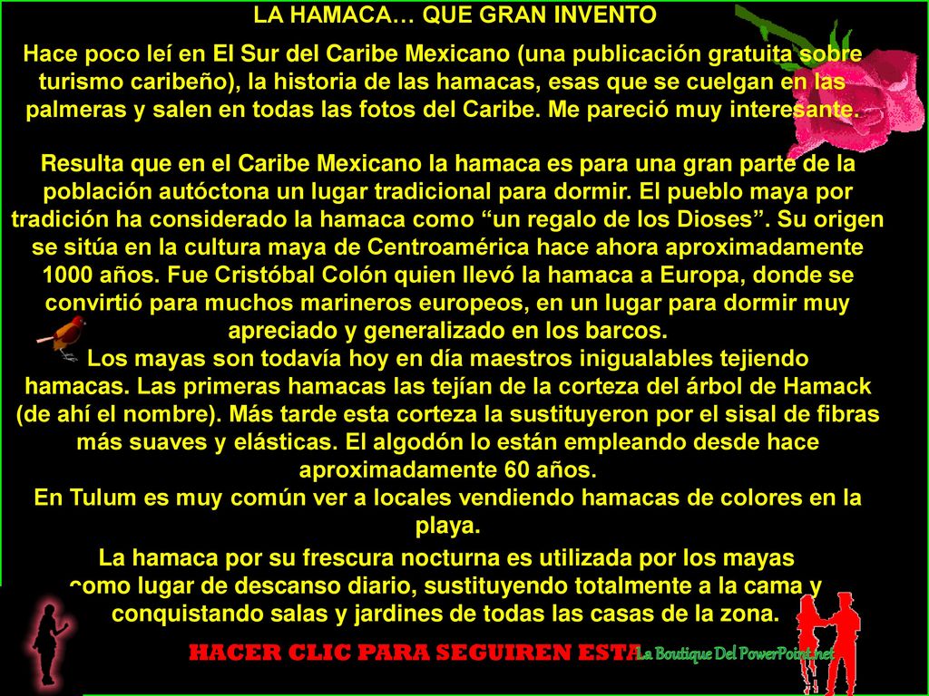 LA HAMACA… QUE GRAN INVENTO La Boutique Del PowerPoint.net
