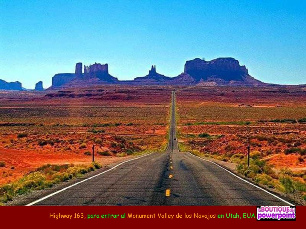Highway 163, para entrar al Monument Valley de los Navajos en Utah, EUA.