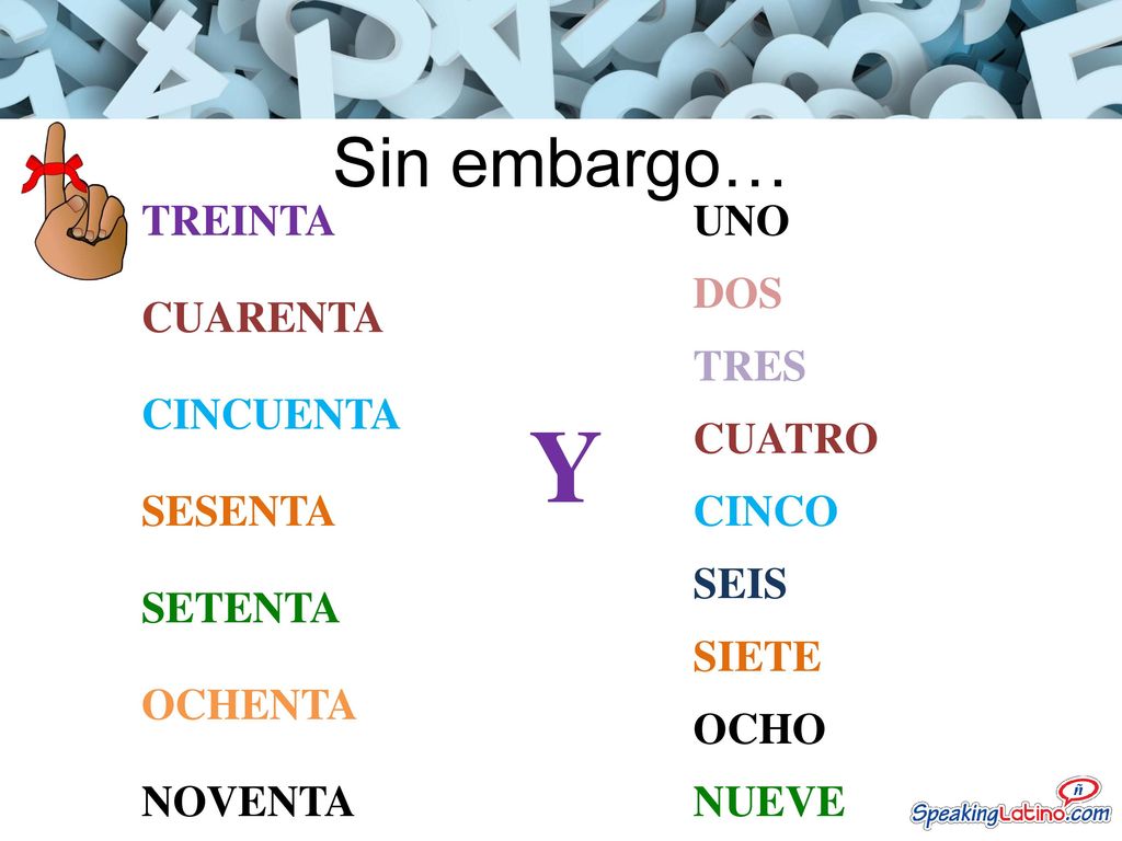 Y Sin embargo… TREINTA UNO DOS CUARENTA TRES CINCUENTA CUATRO SESENTA