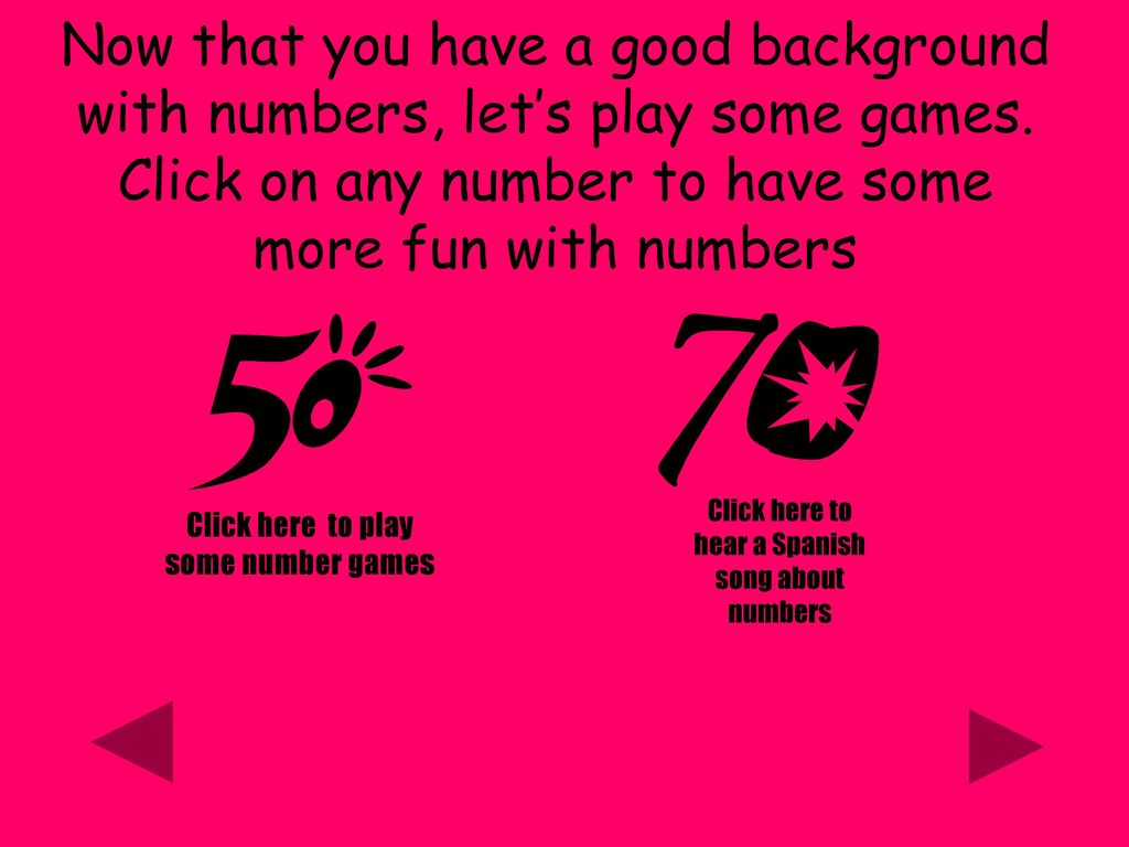 Now that you have a good background with numbers, let’s play some games. Click on any number to have some more fun with numbers
