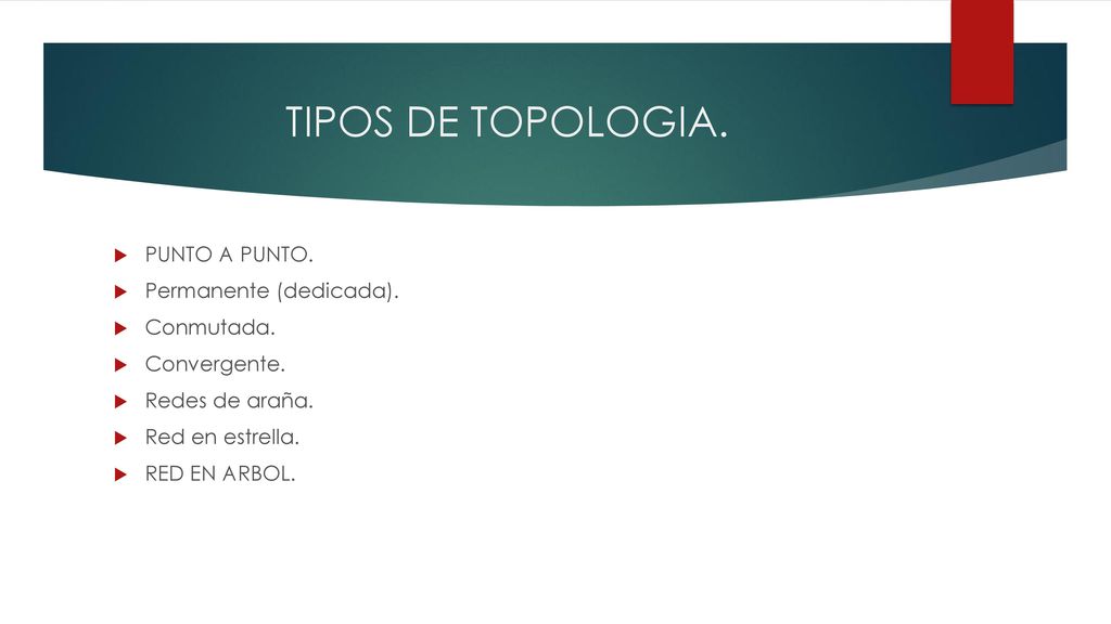 TIPOS DE TOPOLOGIA. PUNTO A PUNTO. Permanente (dedicada). Conmutada.