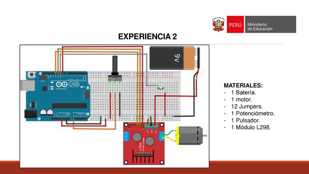 EXPERIENCIA 2 MATERIALES: 1 Batería. 1 motor. 12 Jumpers.