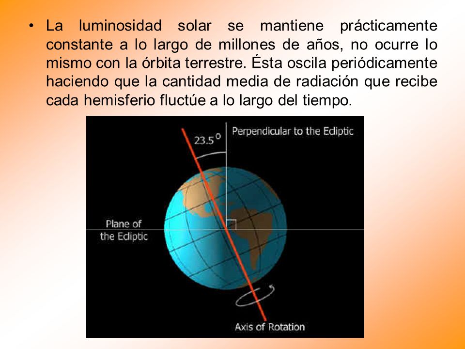 La luminosidad solar se mantiene prácticamente constante a lo largo de millones de años, no ocurre lo mismo con la órbita terrestre.