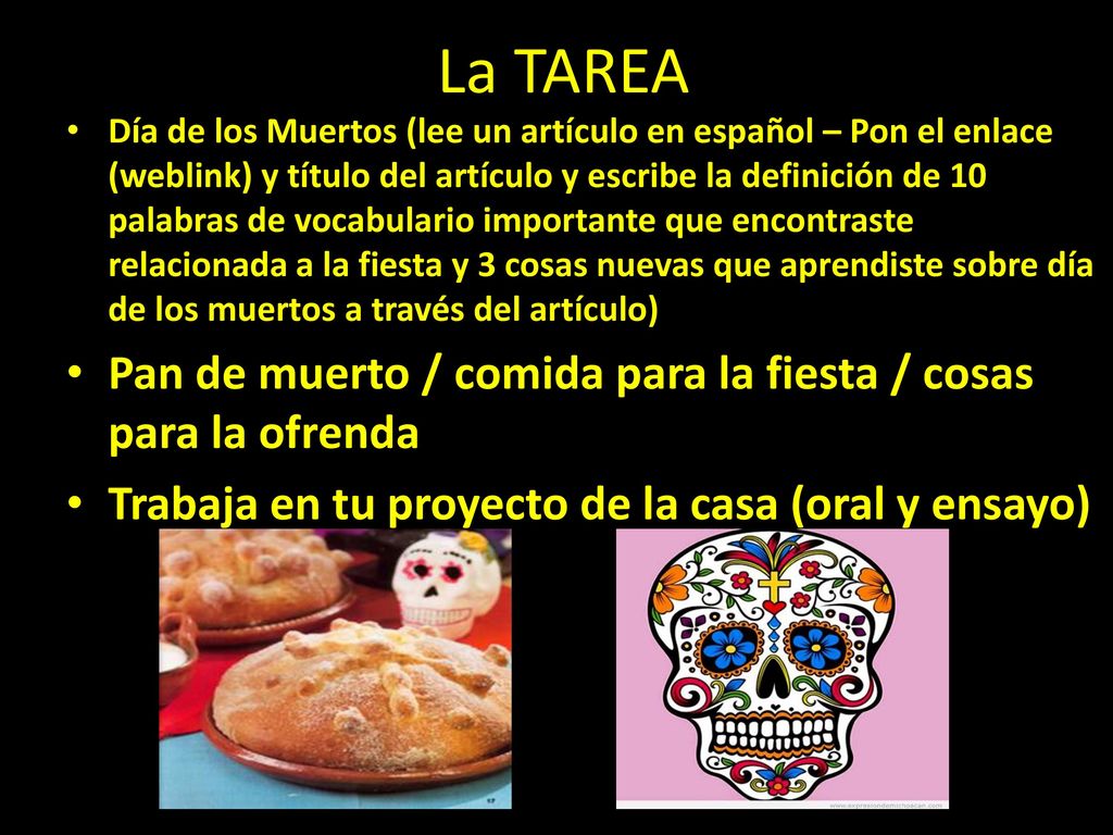 La TAREA Pan de muerto / comida para la fiesta / cosas para la ofrenda