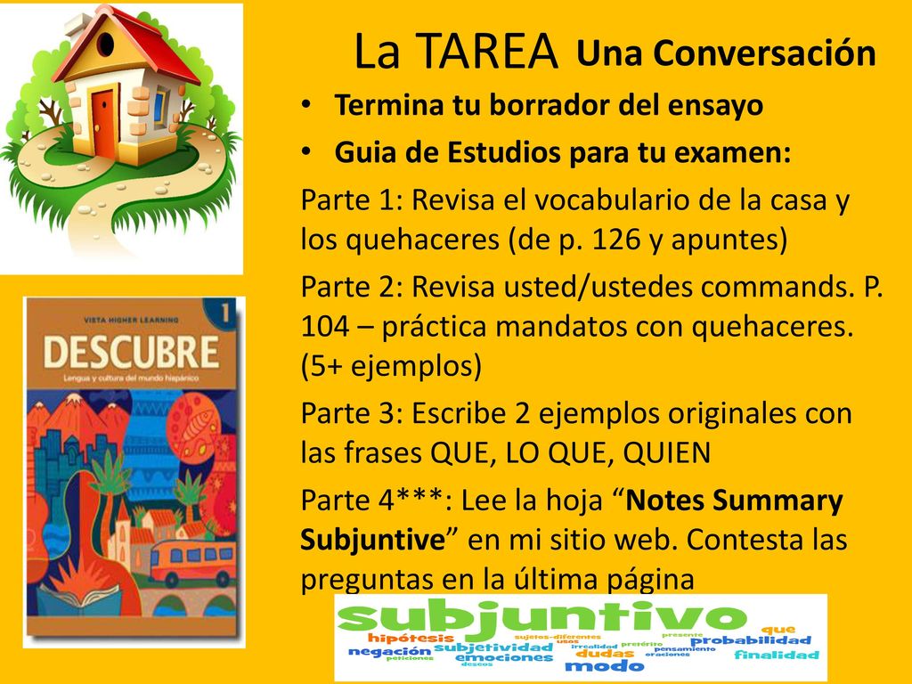 La TAREA Una Conversación Termina tu borrador del ensayo