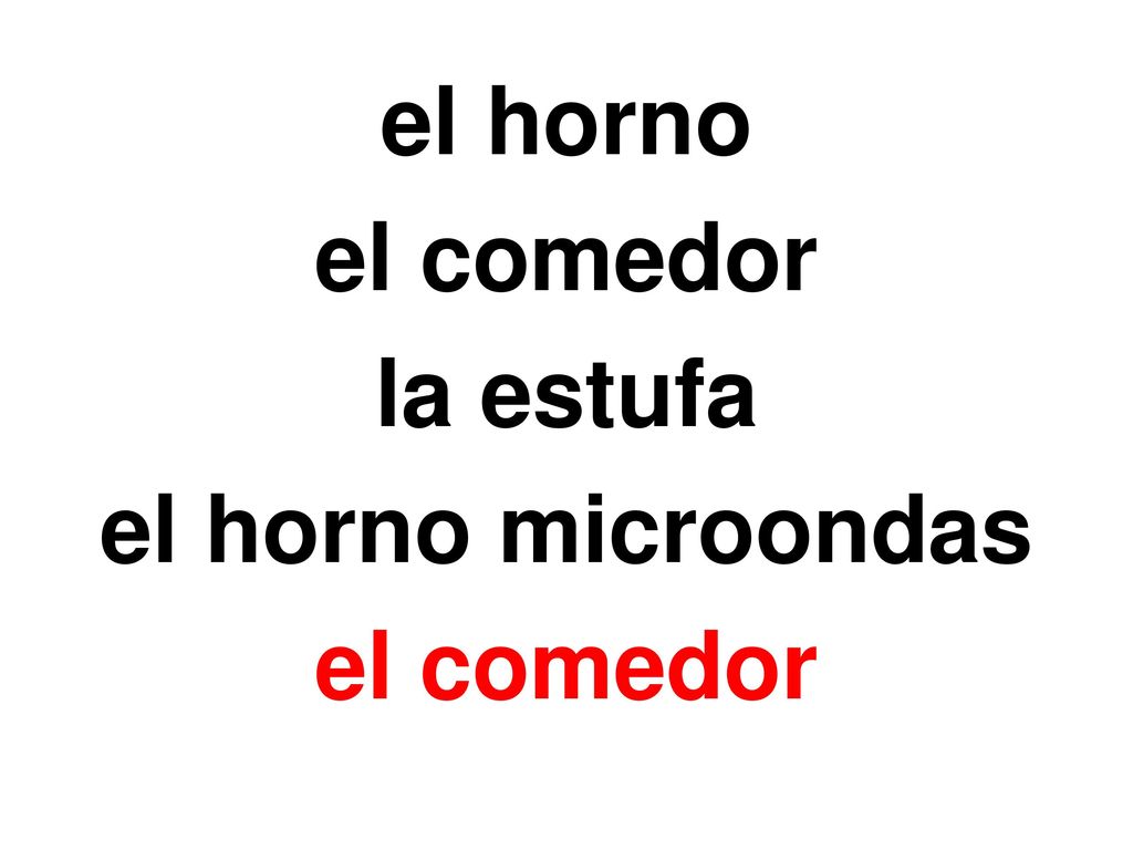 el horno el comedor la estufa el horno microondas