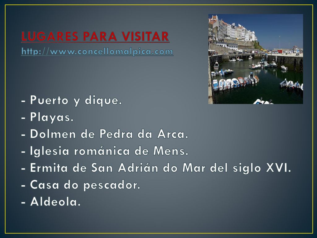 LUGARES PARA VISITAR   concellomalpica. com - Puerto y dique