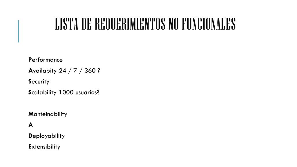 Lista de Requerimientos No Funcionales